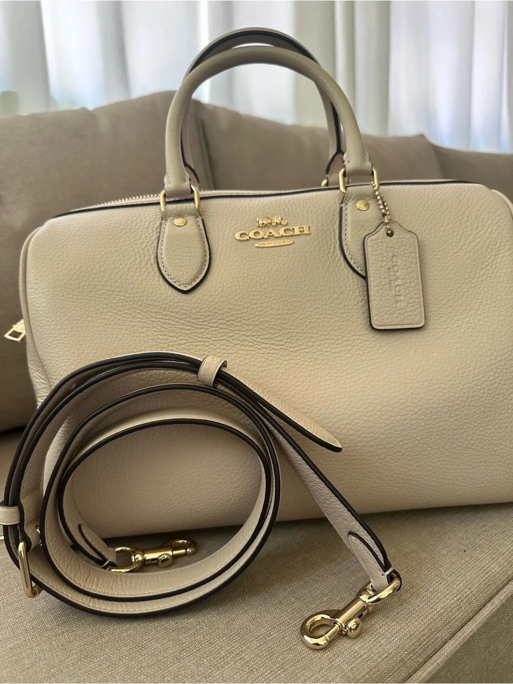 Rowan Large Satchel Bag in Ivory - Picture 8 of 9